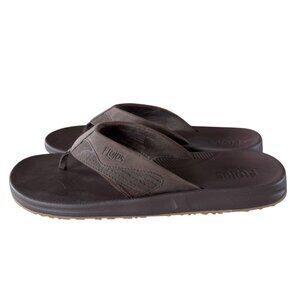 Flojos Men's Jorge 2.0 Faux Leather Arch Support Flip Flops Brown‎ Size 11